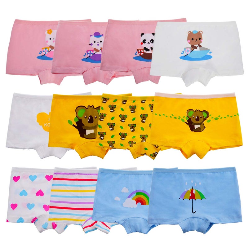 Anktry Kids 12 Pack Soft Comfort Cotton Knickers Underwear Little Girls Assorted Boyshort Panties 2-12 Yrs (Colors-2,2-4T) - Image 1